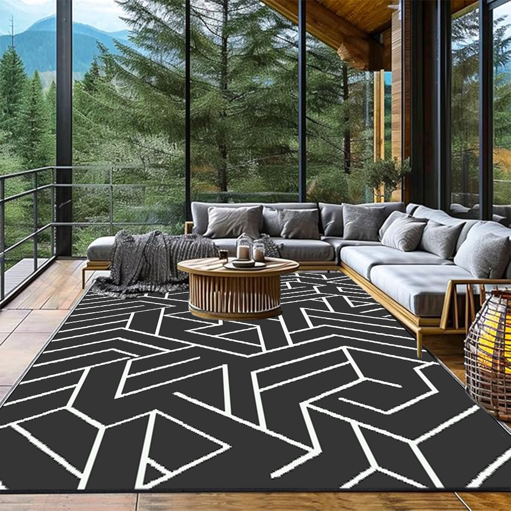 露营房车野餐垫PP管户外庭院地垫防水沙滩席编织便携双层编织